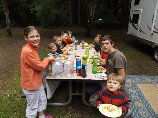 Dinner at the campsite.